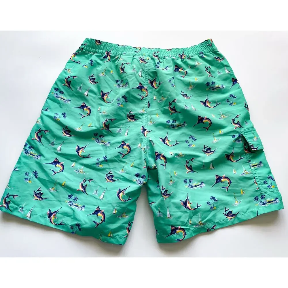 Men's Polo Ralph Lauren Teal Sword Fish Swim Trunks Size Medium